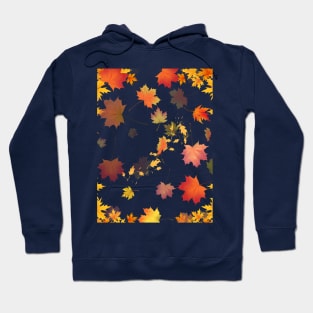 Autumn Scattered Leaf Design - Fall Leaves - Maple Leaves  - Autumn Colours - Orange Background Hoodie